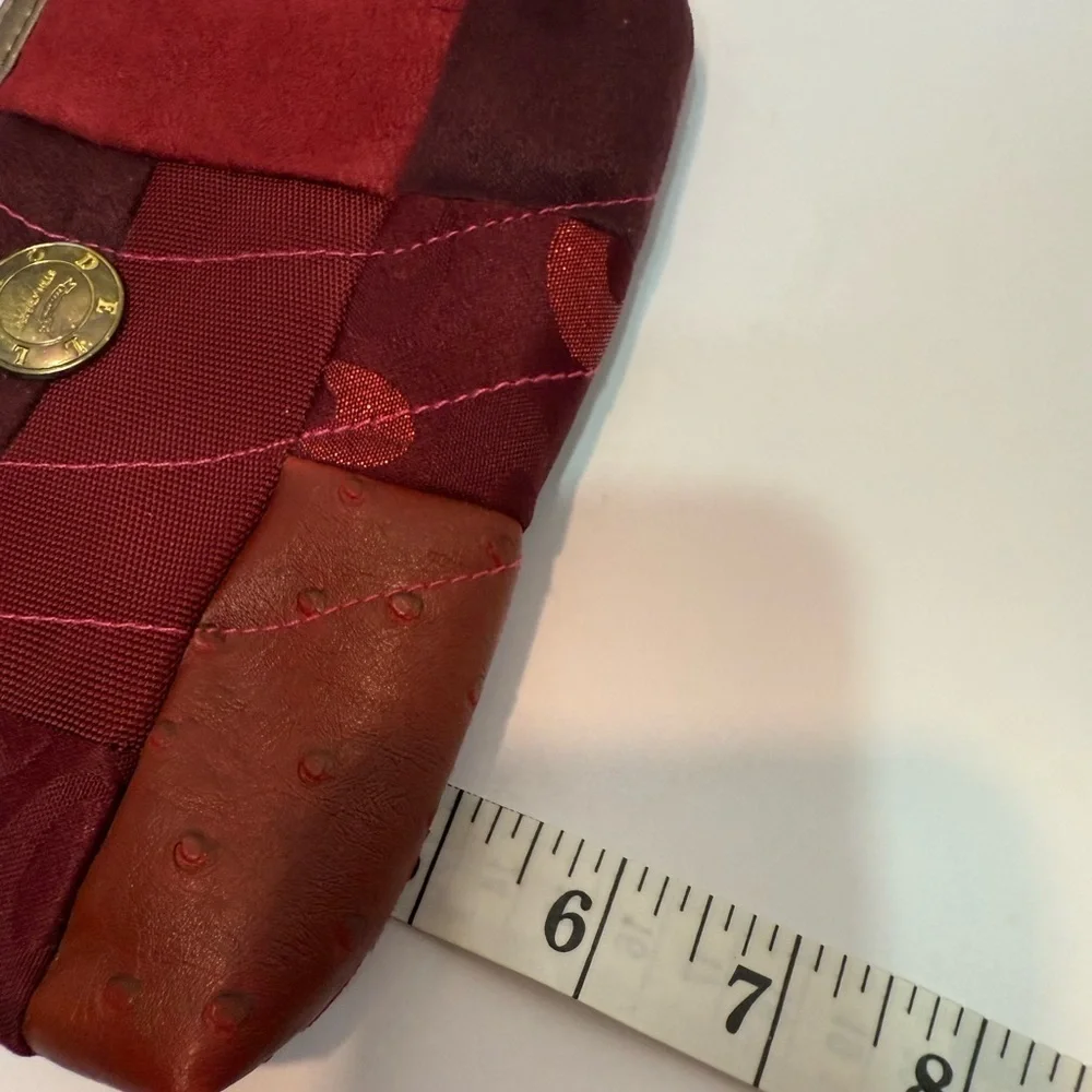 Source Unknown Red and Gold Patchwork Cosmetic Bag